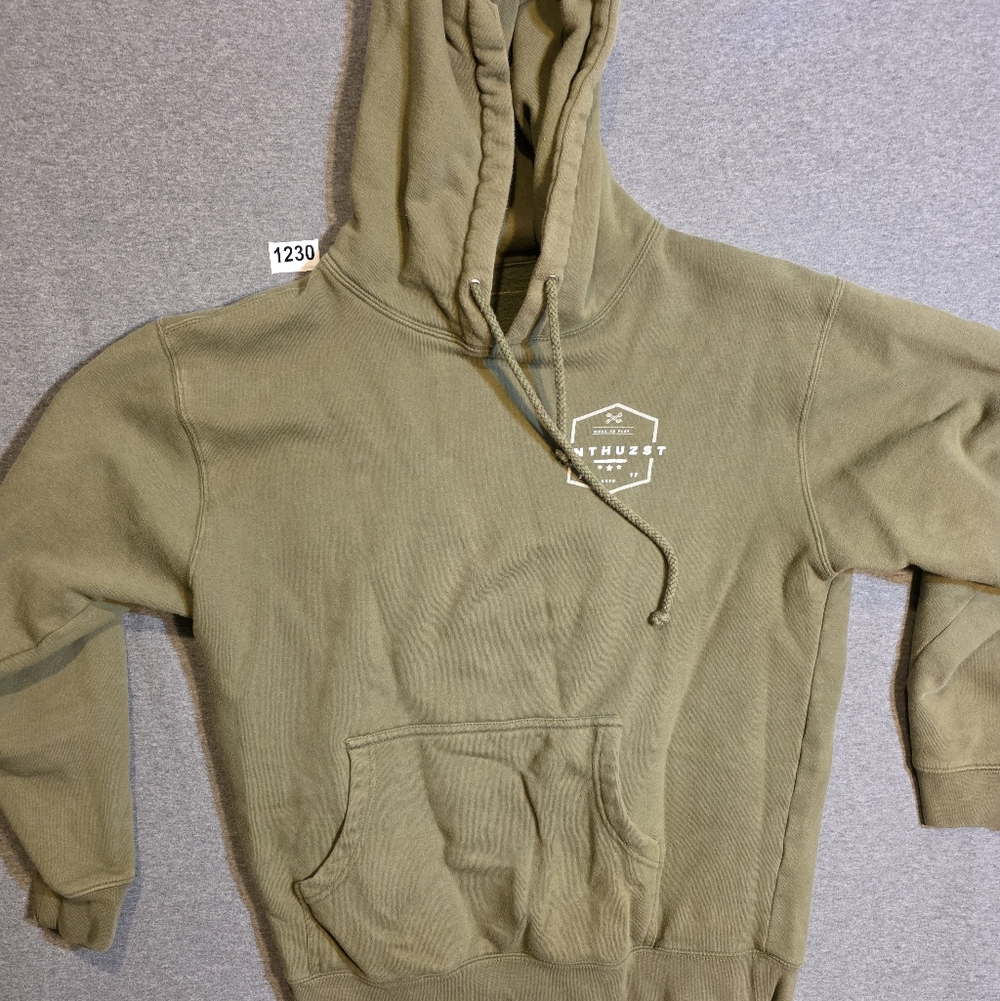 Men's Xl  Olive Hoodie Small Stain  Lower Front Pictured   Relaxed. Moto
